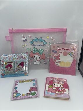 Sanrio My Melody Pink Clear Pouch & Stationery Set